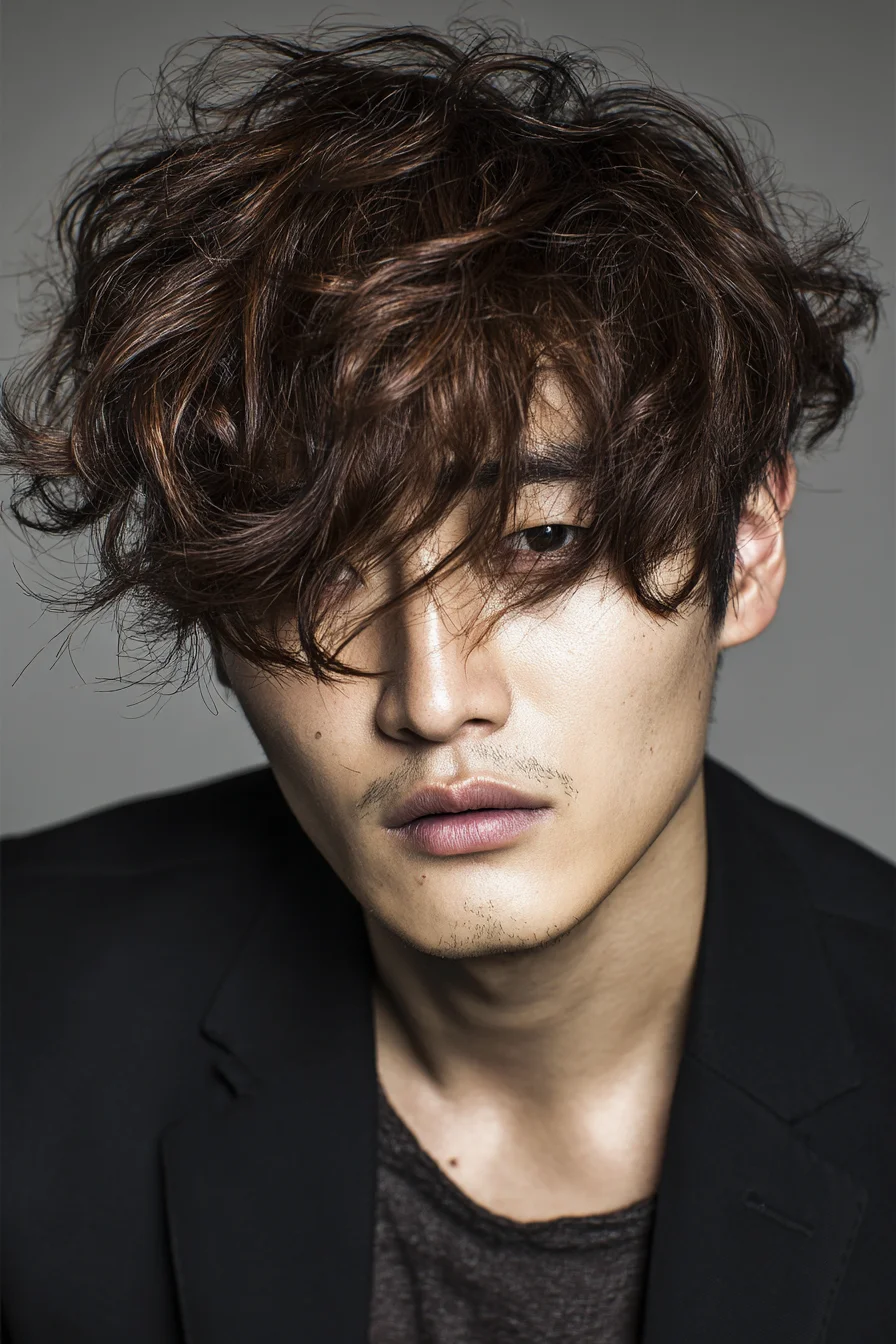 Tousled Textured Wavy Fringe for Men