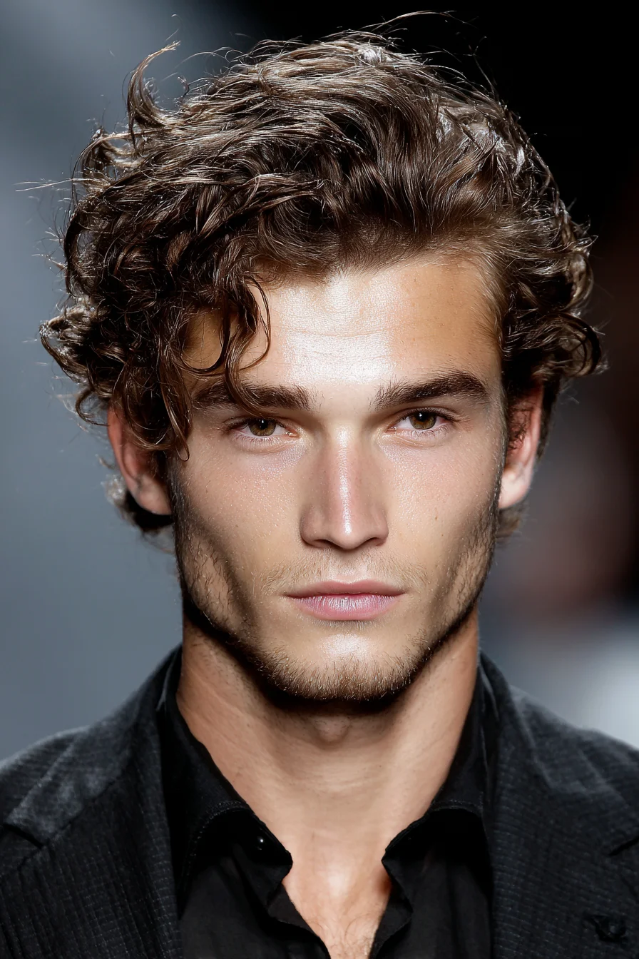 Tousled Wavy Quiff — Textured Medium-Length Mens Hairstyle
