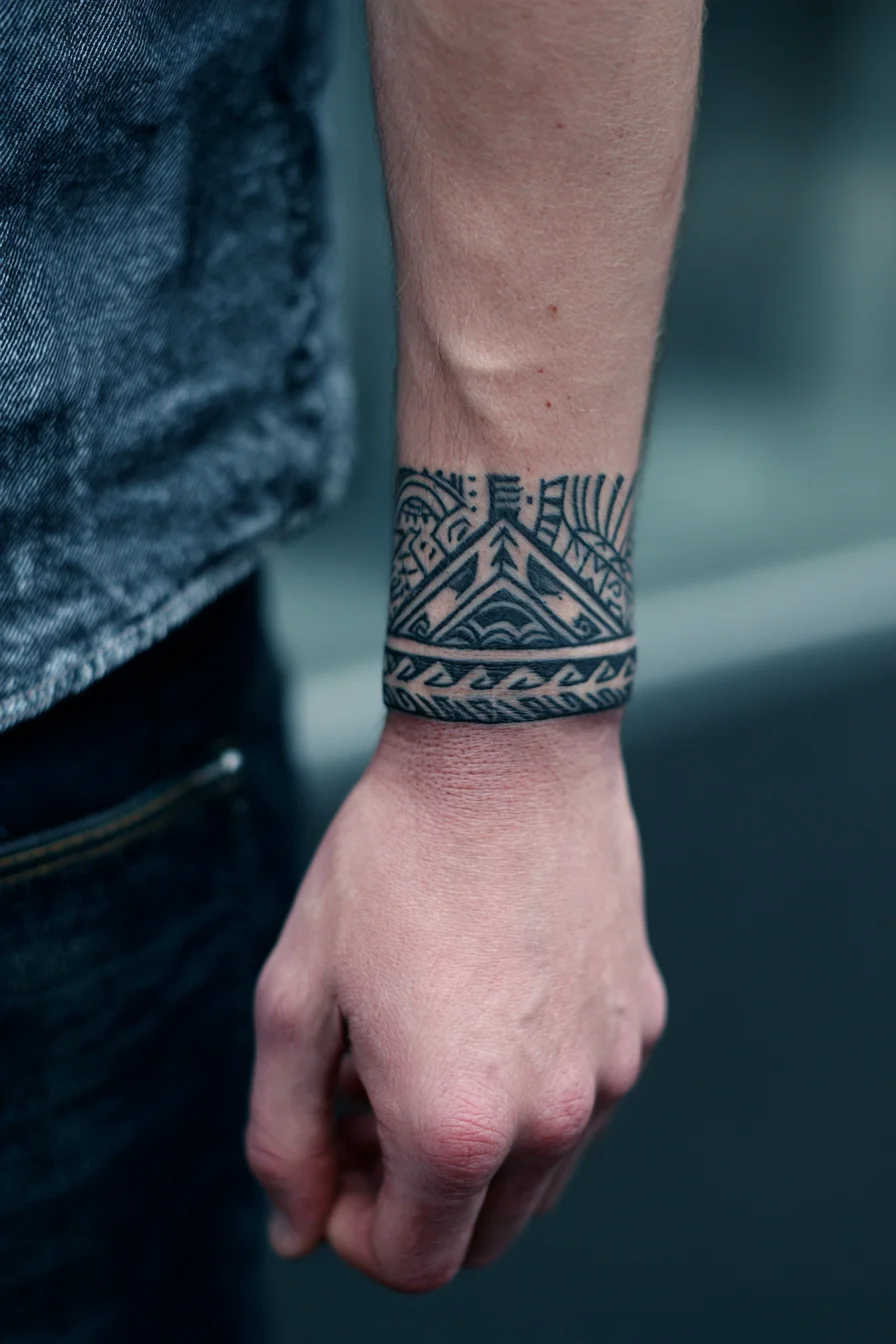 Tribal Wristband Tattoo — Polynesian Bracelet Band for Men