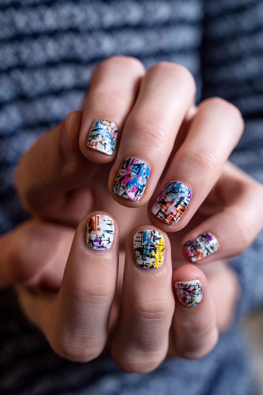 Abstract Urban Graffiti Tattoo — Colorful Brushstroke Grid for Sleeve or Chest