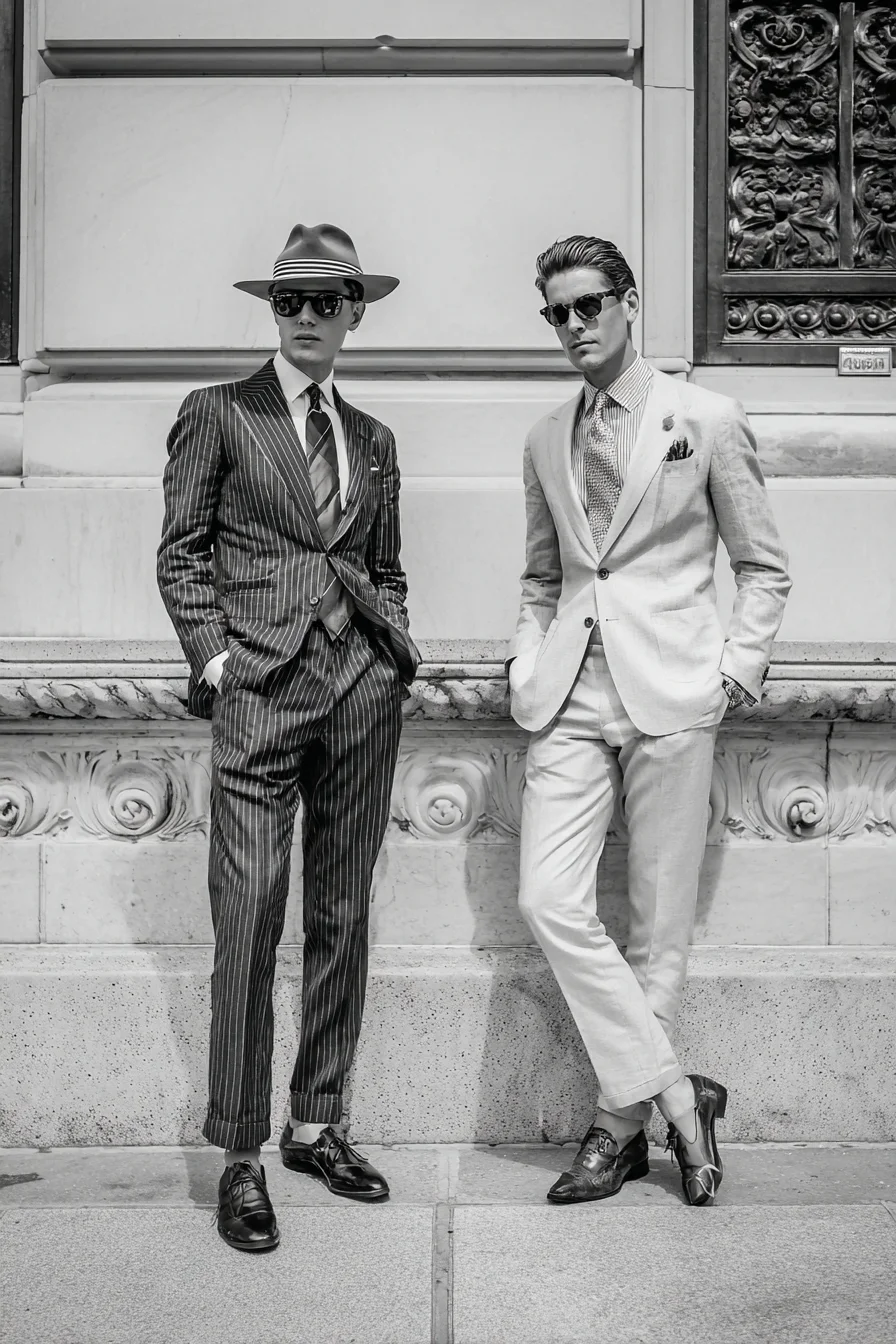 Classic Tailoring: Pinstripe Power Suit and Light Summer Suit Styling for Men