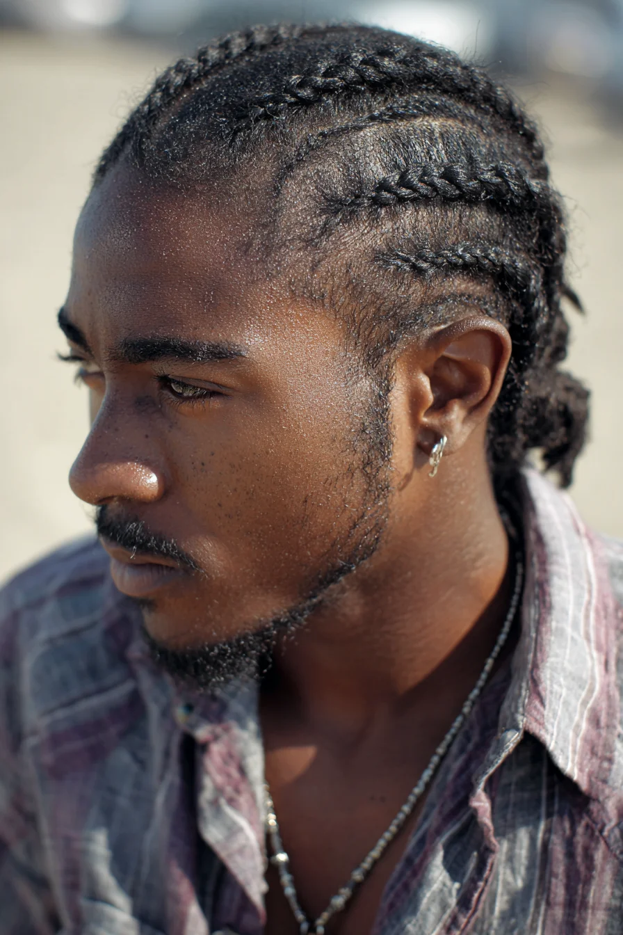 Cornrow Braids into Low Bun — Mens Braided Style for Textured Hair