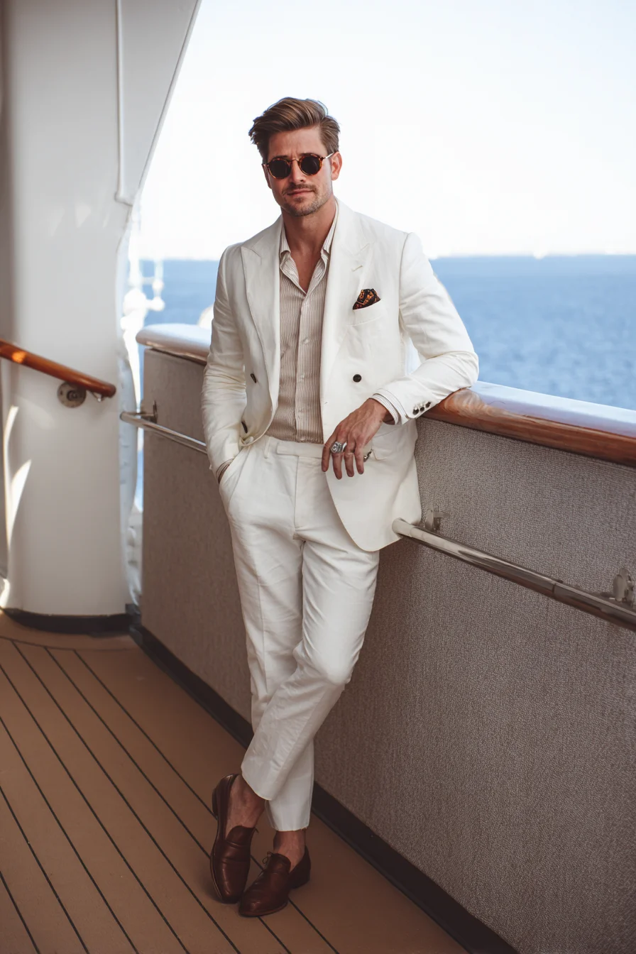 Crisp Ivory Linen Suit: Smart-Casual Summer Suiting for Men