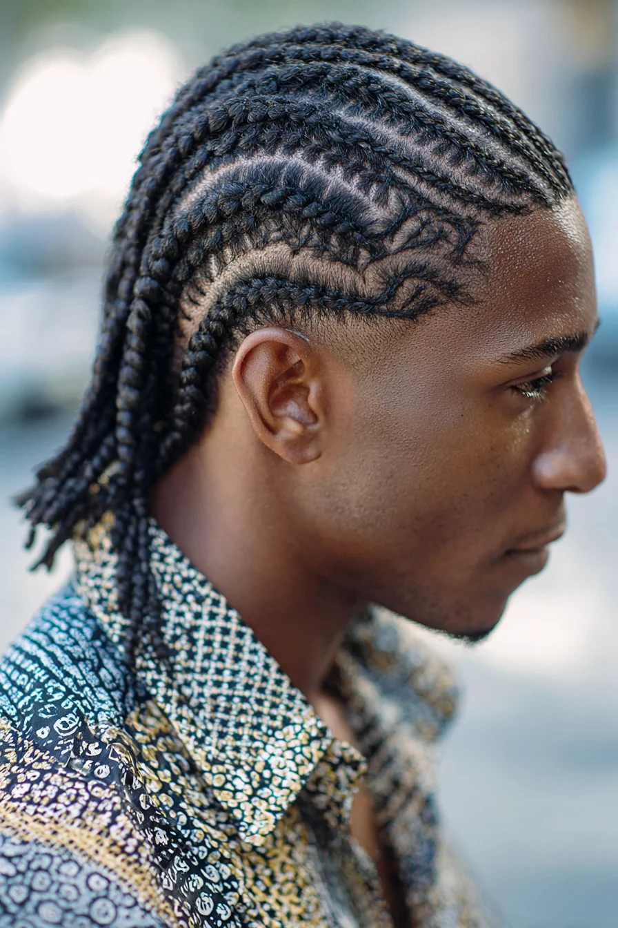 Curved Cornrows with Tapered Sides — Mens Braided Hairstyle