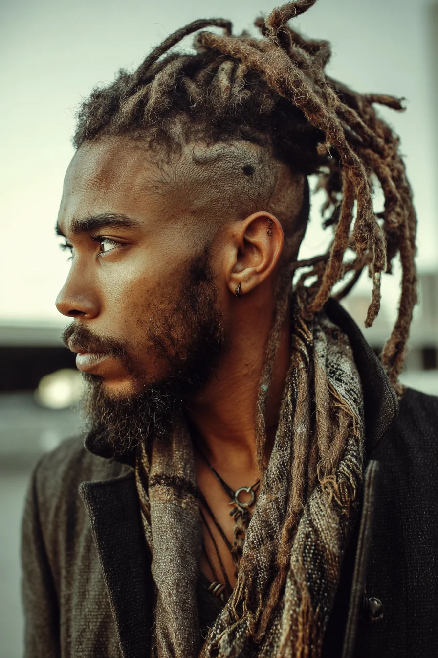 Dreadlock Top Knot with Skin Fade — Modern Mens Undercut Dreads