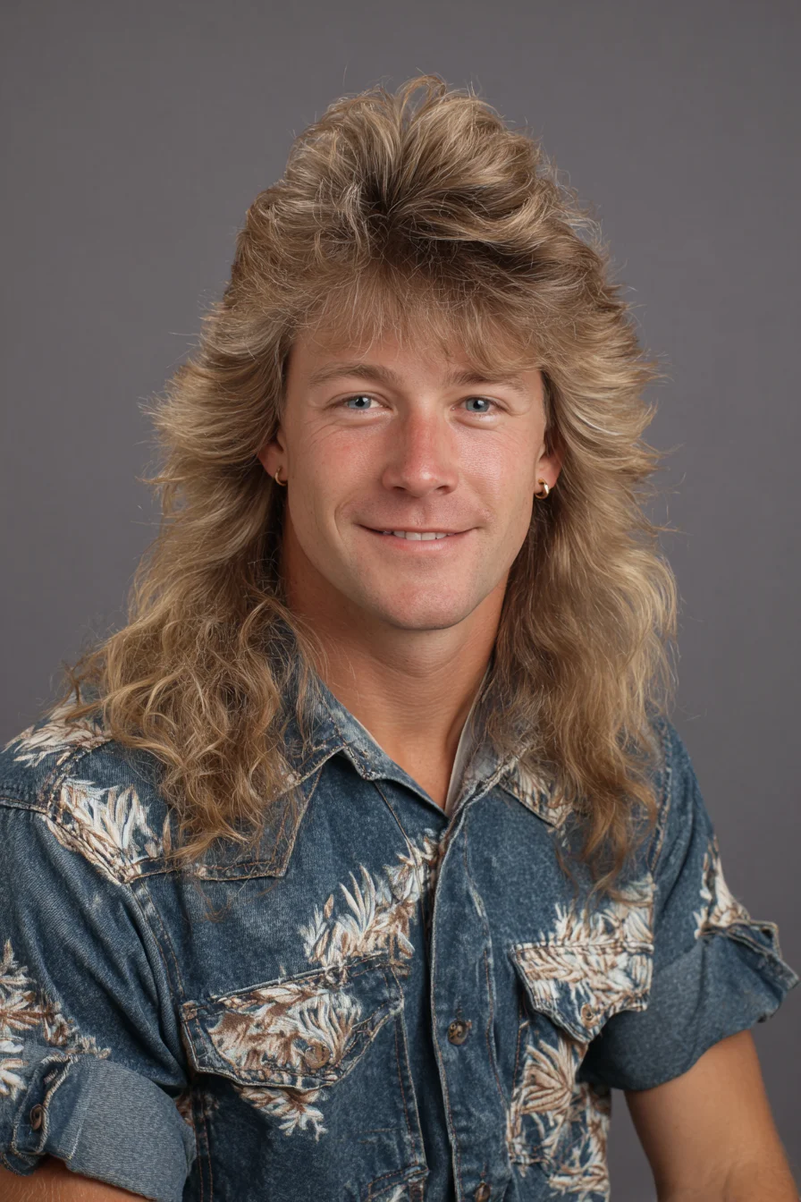 Feathered Layered Mullet — Voluminous 80s-Inspired Mens Haircut