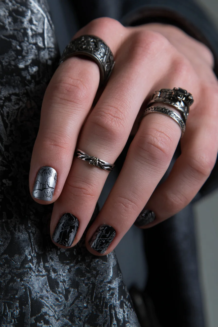 Gothic Finger & Knuckle Script Tattoo — Small Blackwork Hand Tattoo for Men