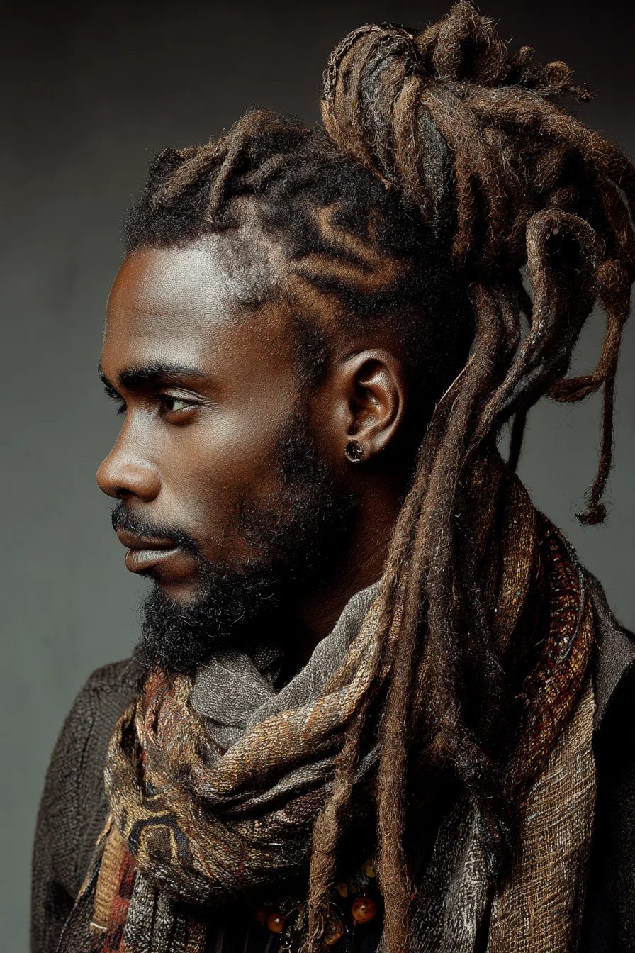 High Bun Dreadlocks with Shaved Sides — Mens Dread Style
