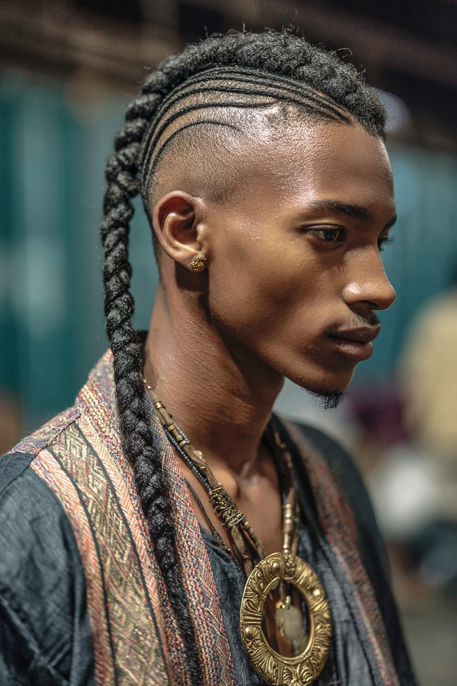 High-Fade Cornrows into Long Single Braid — Mens Braided Mohawk