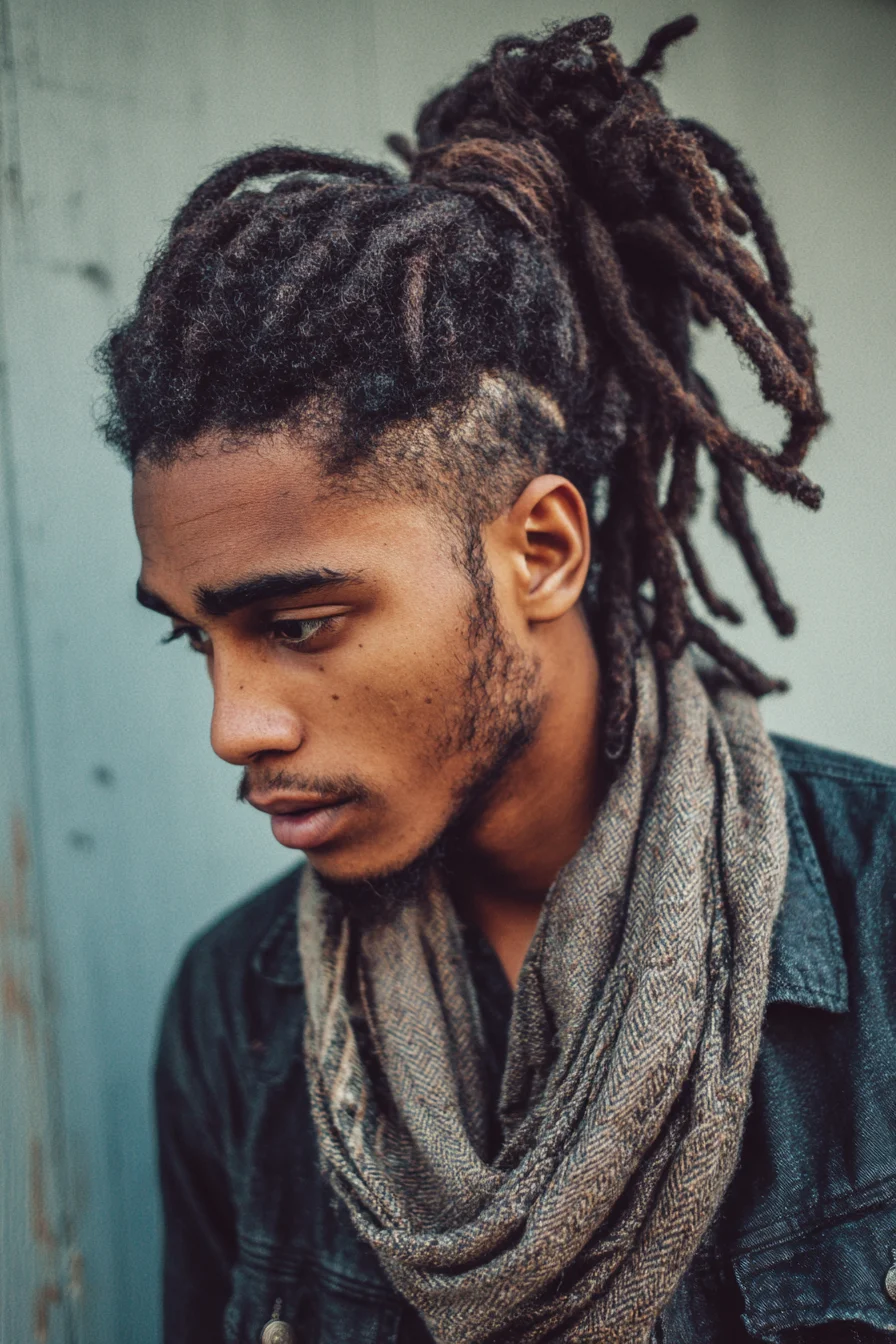 High Tied Dreadlocks with Faded Sides — Mens Natural Locs Style