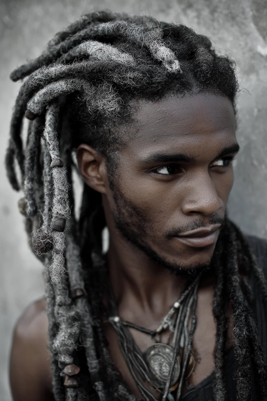 Long Textured Dreadlocks with Accents — Mens Natural Locs