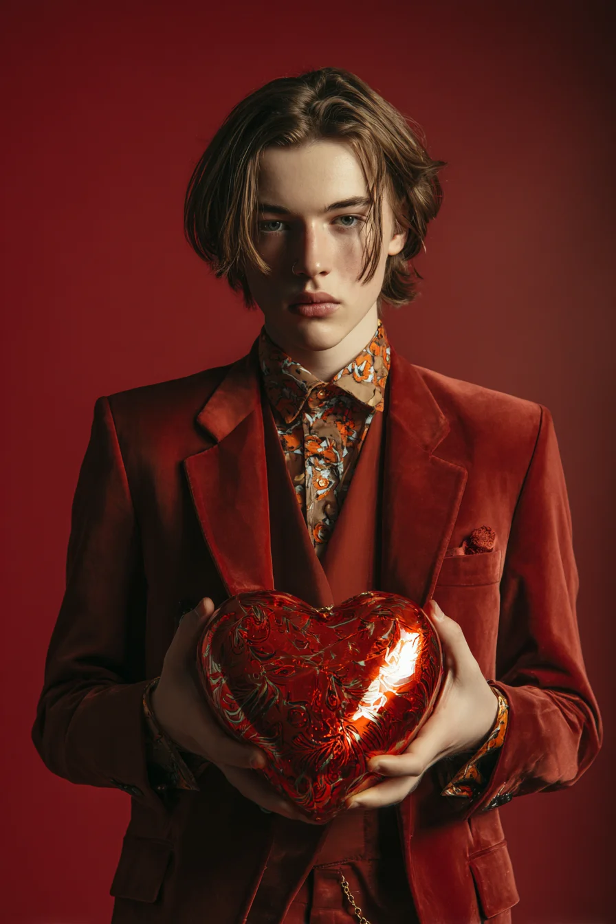 Medium-Length Curtain Cut with Textured Middle Part for Men