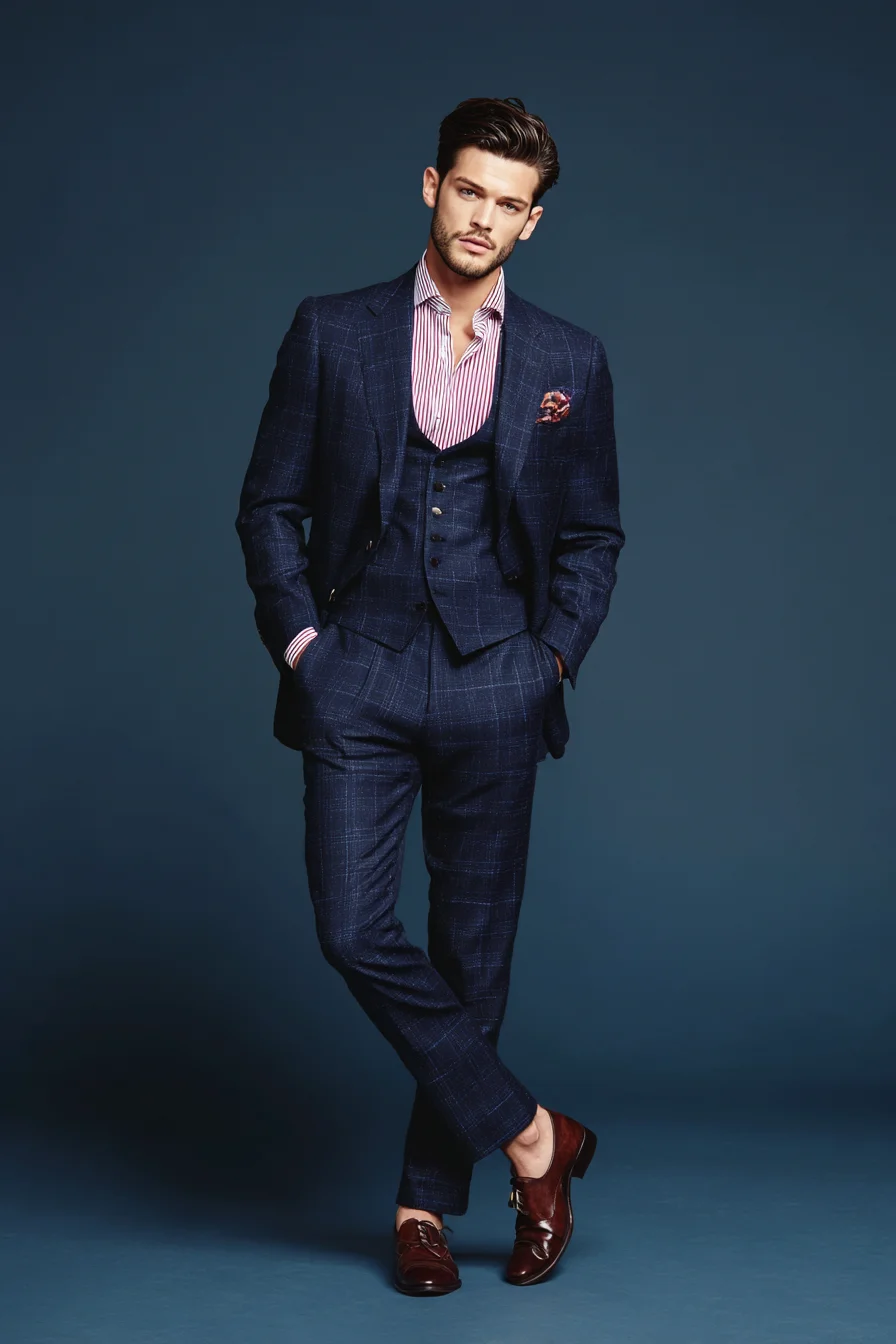 Mens Classic Textured Pompadour with Tapered Sides