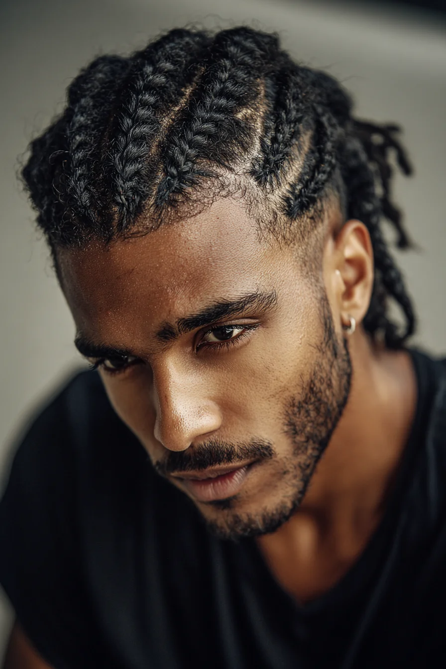 Mens Cornrows with Tapered Sides — Braided Textured Hairstyle