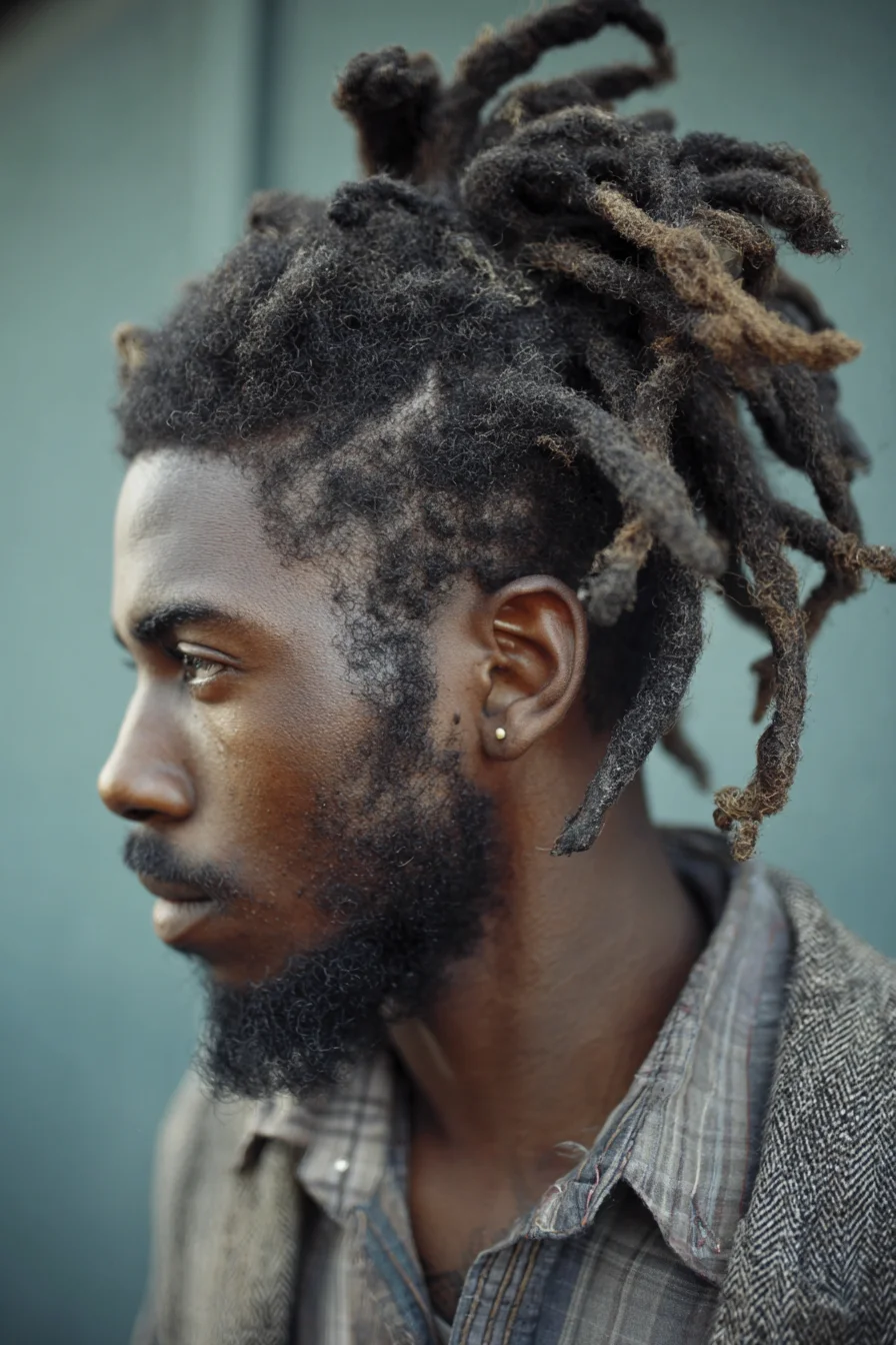 Mens High Freeform Dreadlocks with Natural Taper