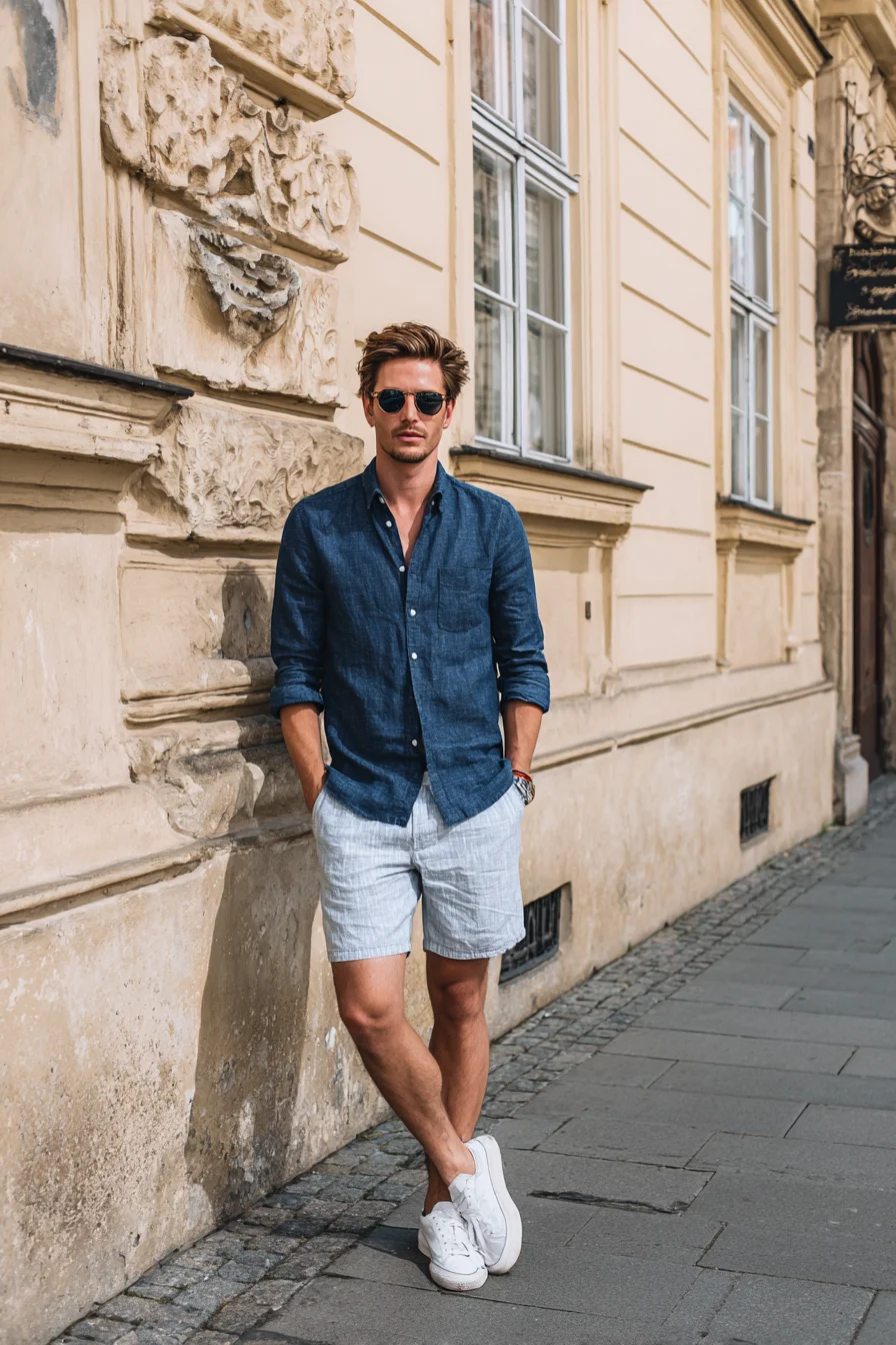 Mens Linen Shirt & Tailored Shorts — Smart-Casual Summer Outfit