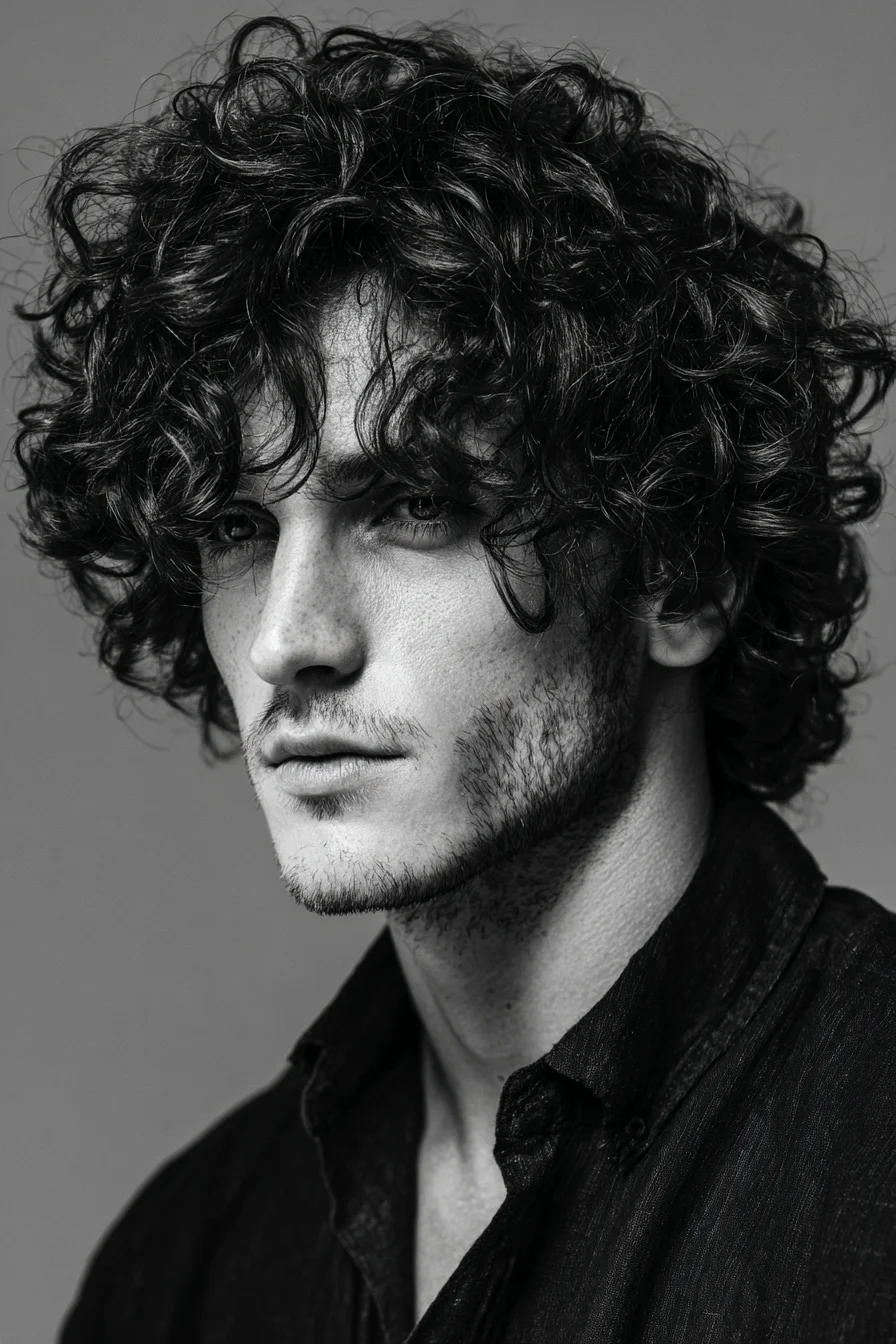 Mens Medium-Length Curly Cut — Textured Natural Curls