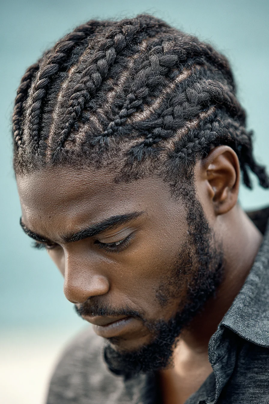 Mens Straight-Back Cornrows — Clean Medium Box Braids