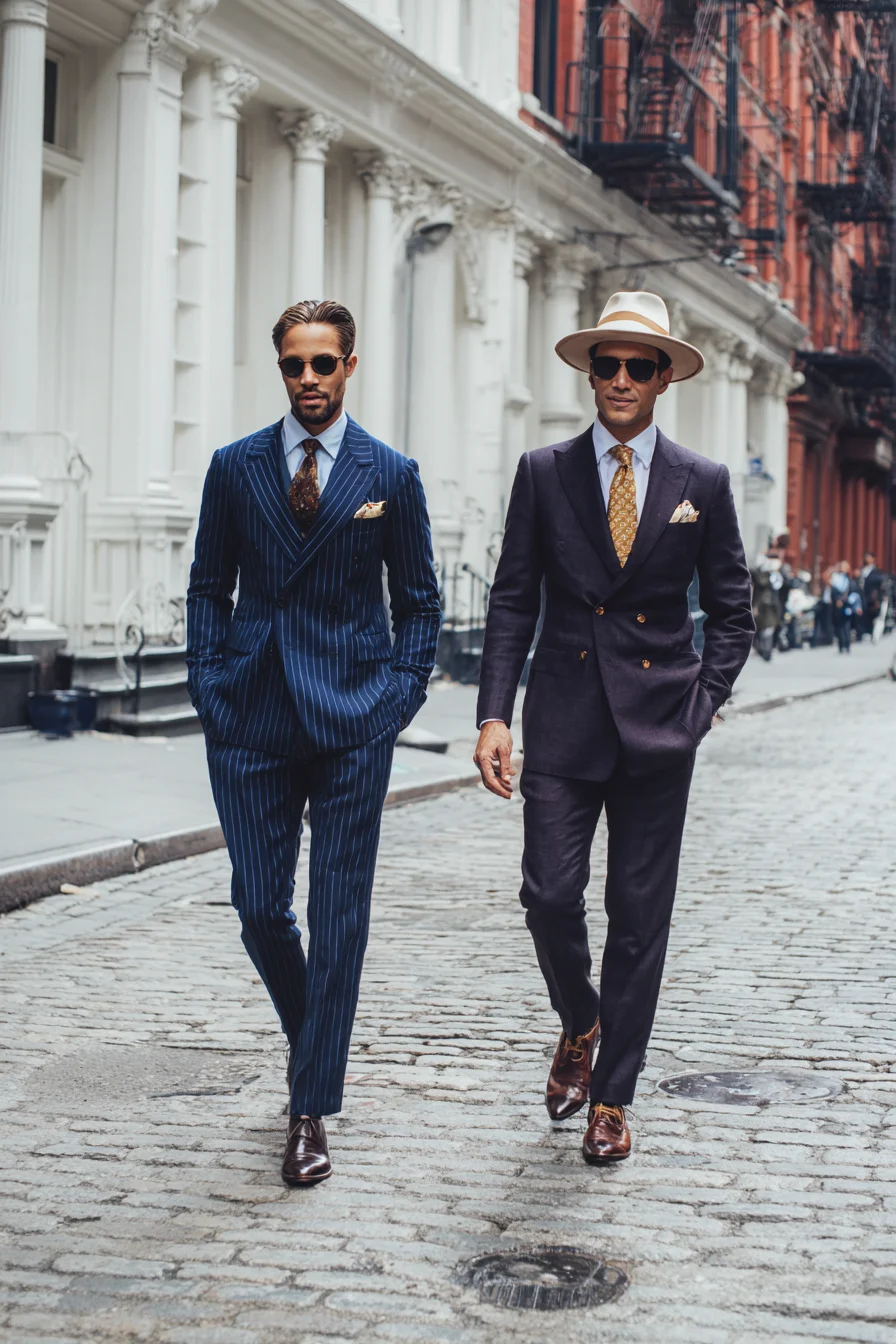Modern Double-Breasted Suits: Navy Pinstripe & Burgundy Styling Guide