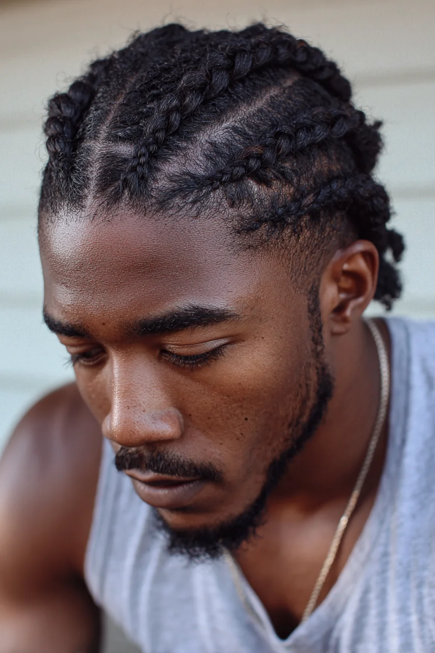 Short Tight Cornrows with Tapered Sides — Mens Braided Hairstyle