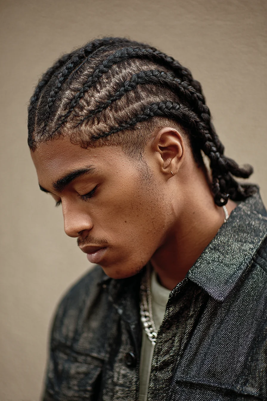 Sleek Straight-Back Cornrows for Men — Tight Braids with Clean Taper