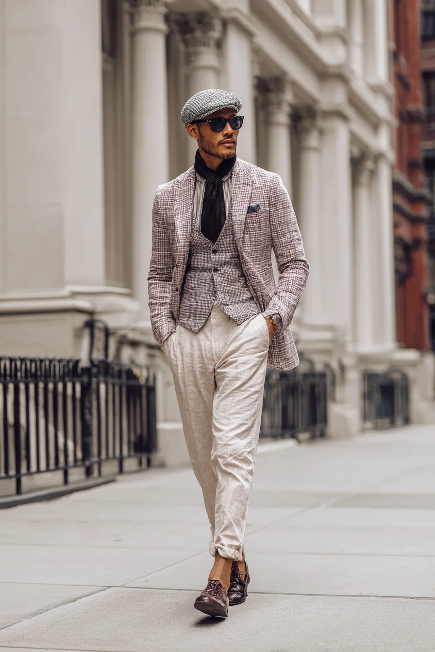 Smart-Casual Linen Blazer & Waistcoat — Modern Mens Vintage-Inspired Look
