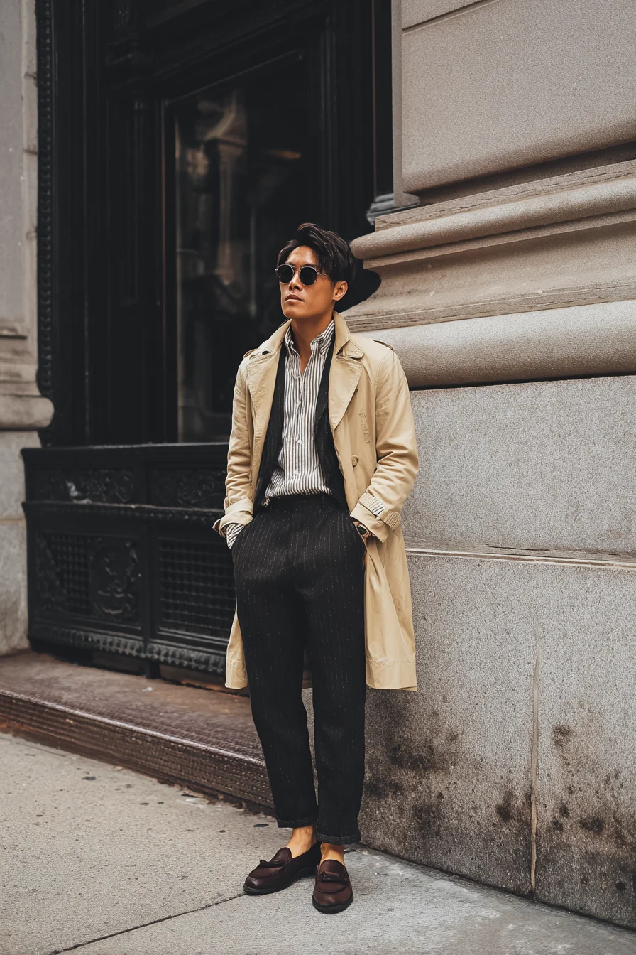 Smart-Casual Trench & Loafers — Modern Mens Streetwear Essentials