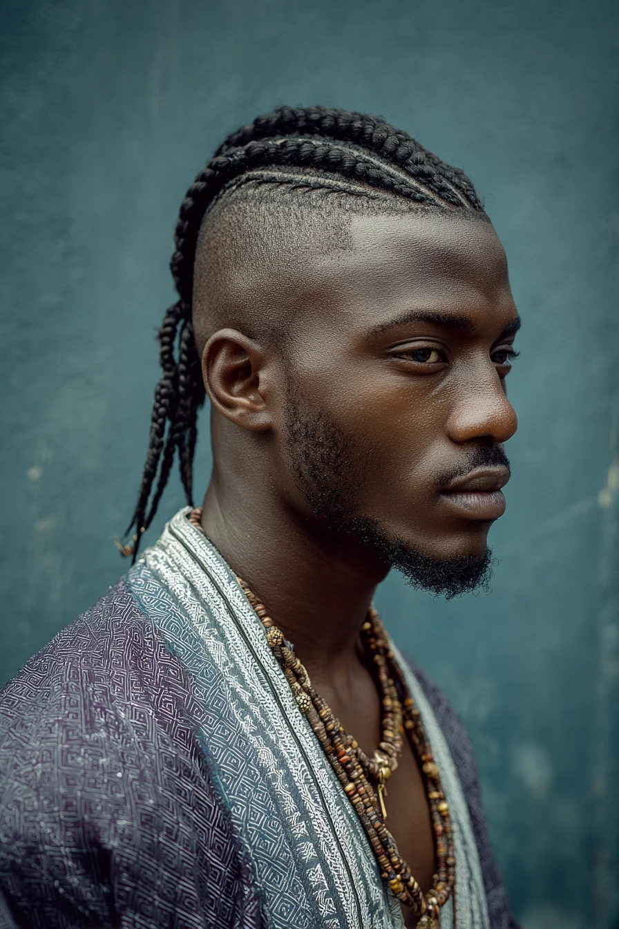 Straight-Back Cornrows with High Skin Fade — Mens Braided Undercut