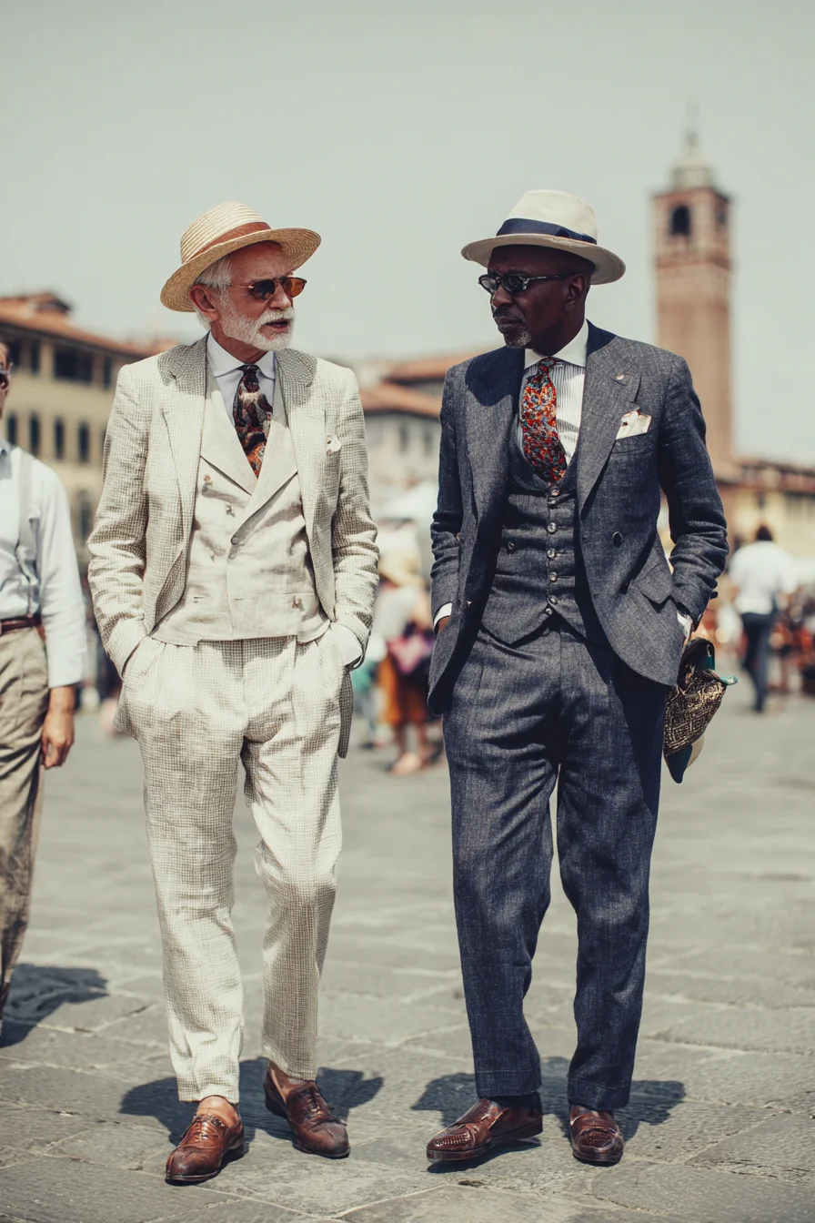 Summer Three-Piece Suits with Straw Hat — Smart Daytime Tailoring