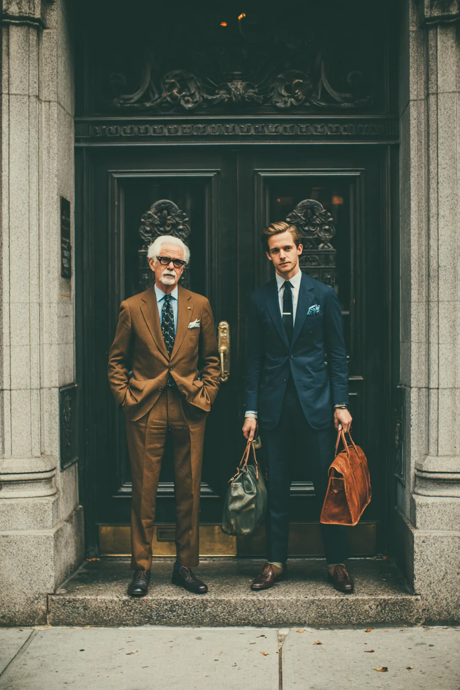 Tailored Mens Suits: Navy Business Suit & Brown Wool Suit Styling