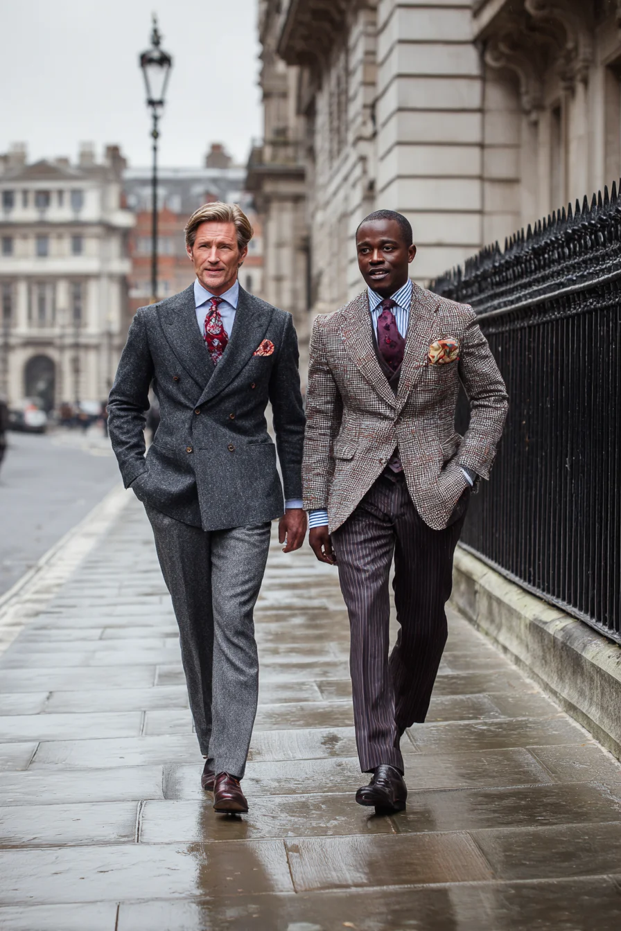 Tailored Tweed & Double-Breasted Menswear: Polished City Suiting