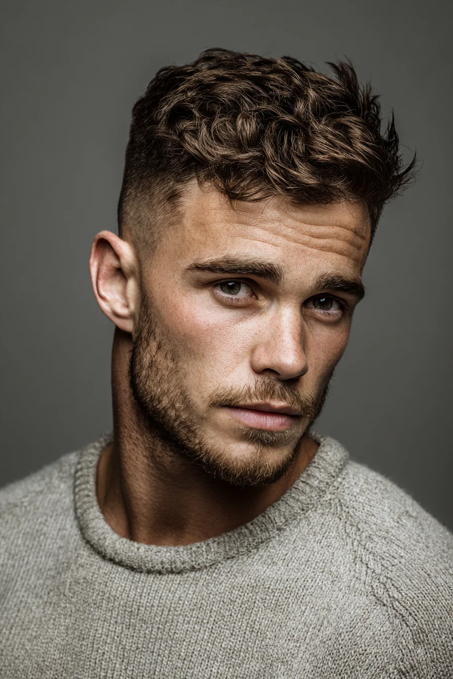 Textured Crop Fade for Men — Short Sides with Tousled, Wavy Top