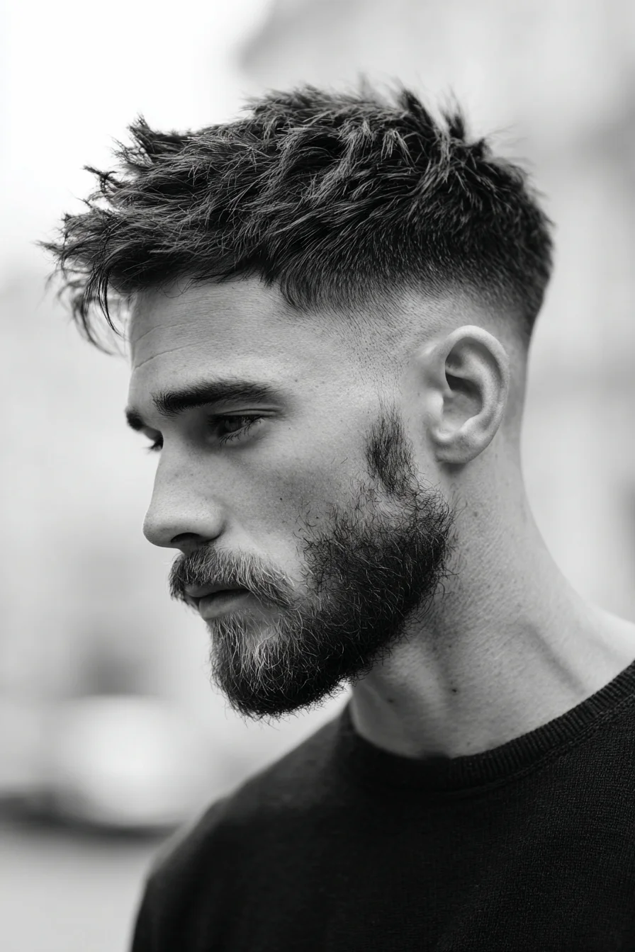 Textured Crop with High Skin Fade — Modern Mens Short Fringe