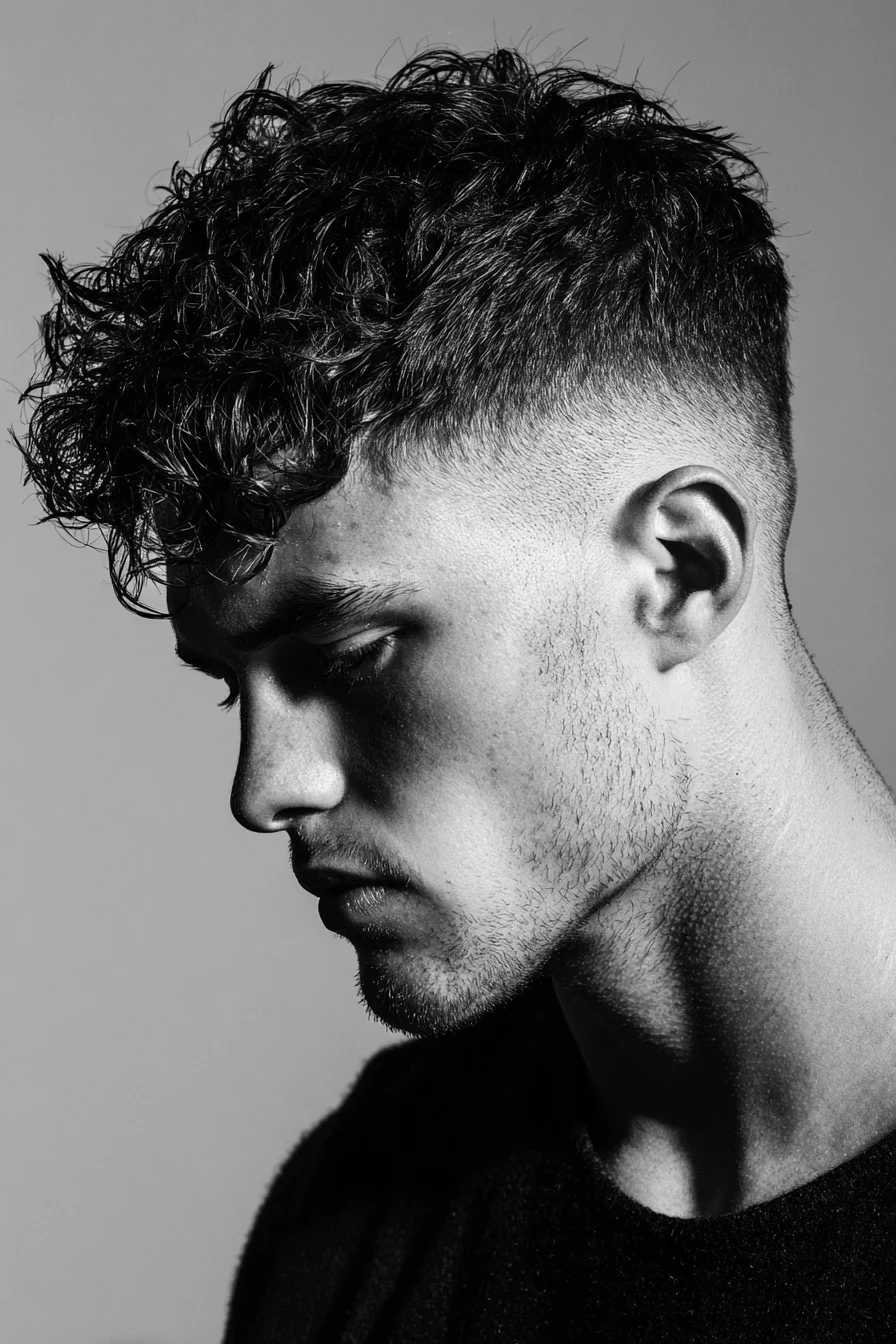 Textured Curly Crop with High Fade