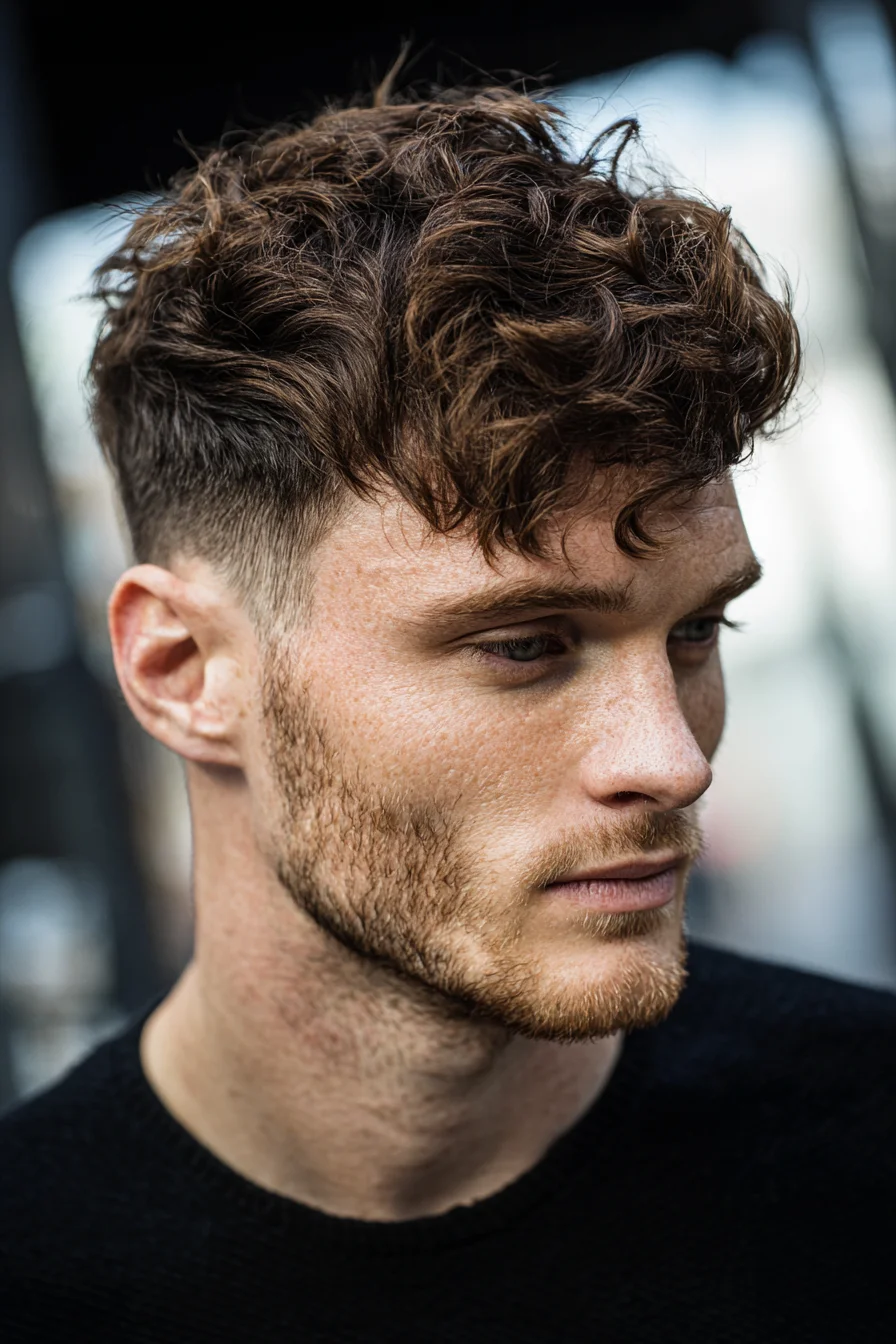 Textured Curly Crop with Low Fade — Modern Mens Wavy Top