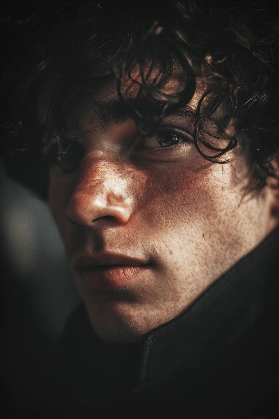 Textured Curly Fringe for Men — Natural Medium-Length Curls