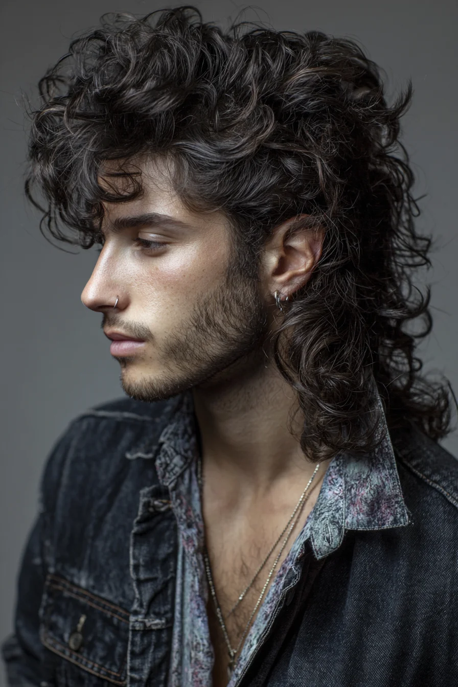 Textured Curly Mullet — Modern Layered Mens Cut with Volume