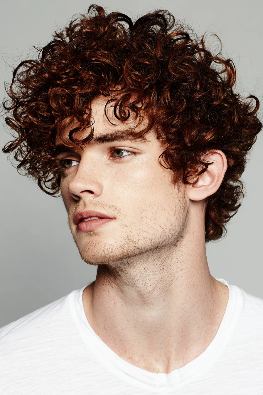 Textured Curly Top for Men — Voluminous Natural Curls with a Tapered Side