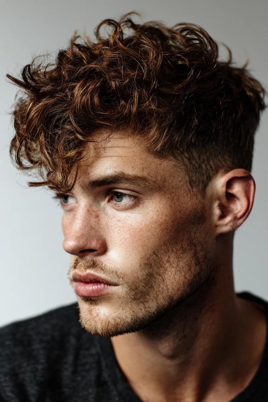 Textured Curly Top with Low Fade — Modern Mens Wavy Hairstyle