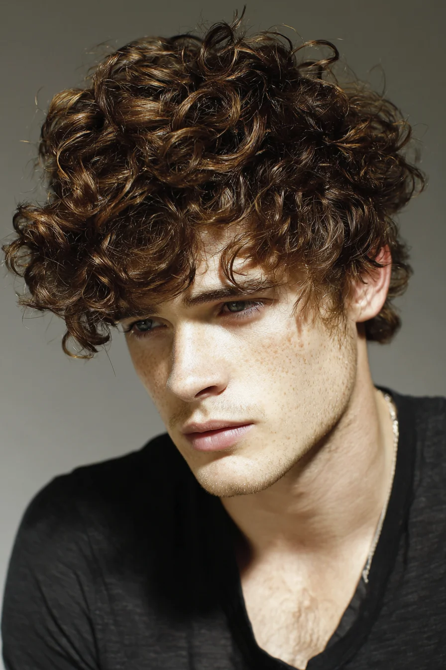 Textured Curly Top with Tapered Sides — Mens Modern Hairstyle