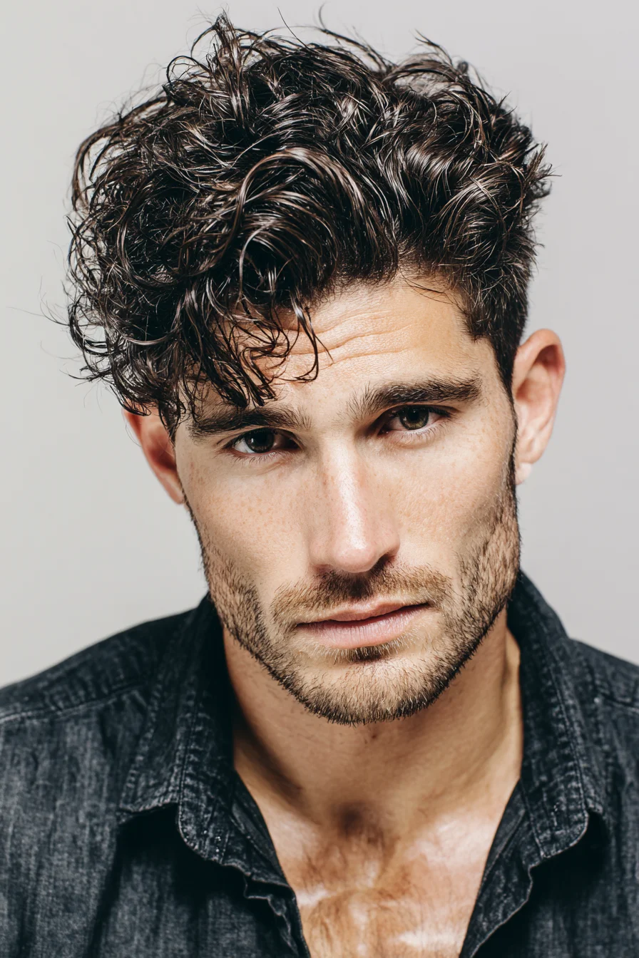 Textured Curly Top with Tapered Sides — Modern Mens Hairstyle