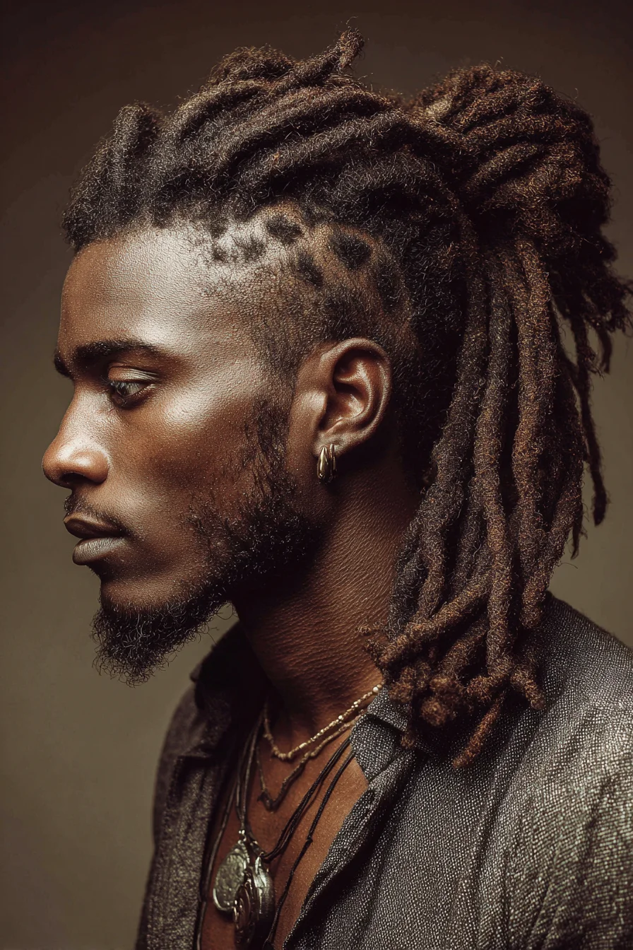 Textured Dreadlocks with Shaved Undercut and High Pony