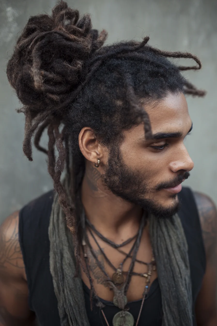Textured High Dread Bun — Mens Dreadlocks Style