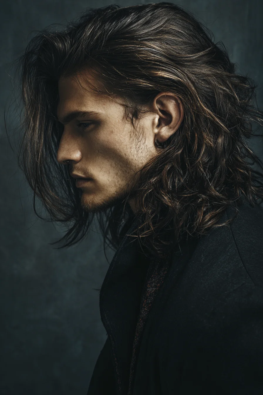 Textured Long Mens Layers — Tousled Wavy Hairstyle for Modern Men