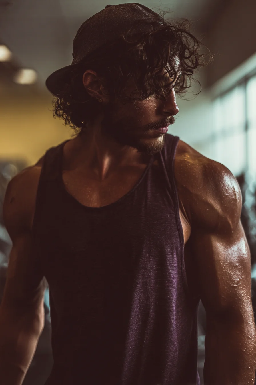 Textured Medium-Length Curly Fringe for Men — Tousled Casual Look