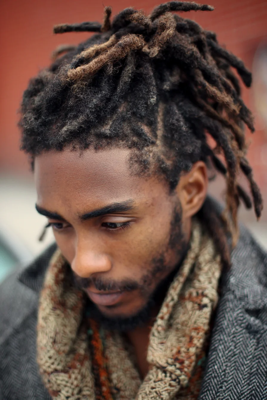 Textured Medium-Length Dreadlocks (Locs) for Men — Natural Top Volume