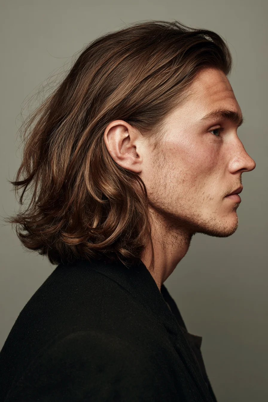 Textured Medium-Length Men’s Haircut — Layered Natural Waves