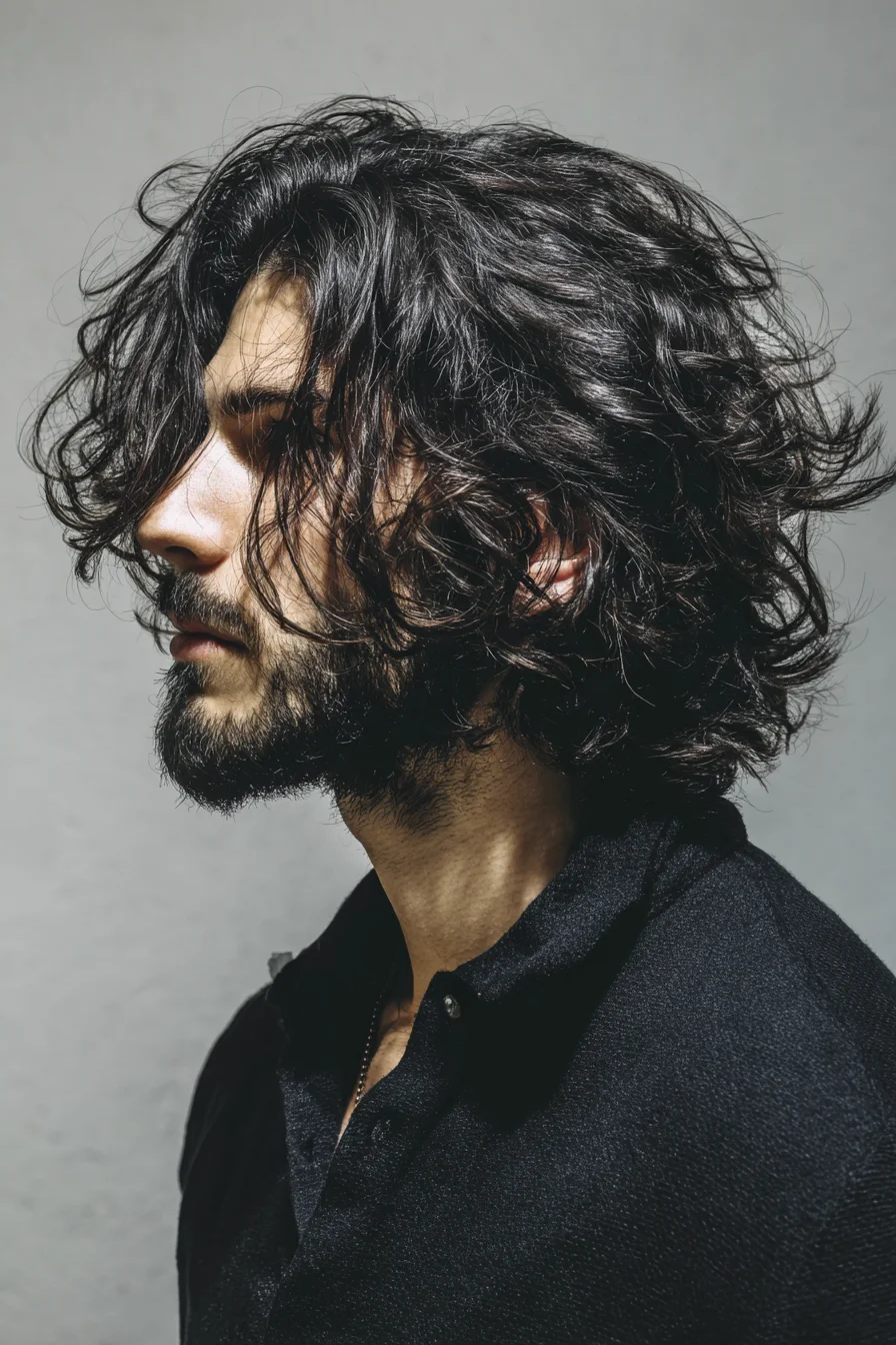 Textured Medium-Length Wavy Cut for Men