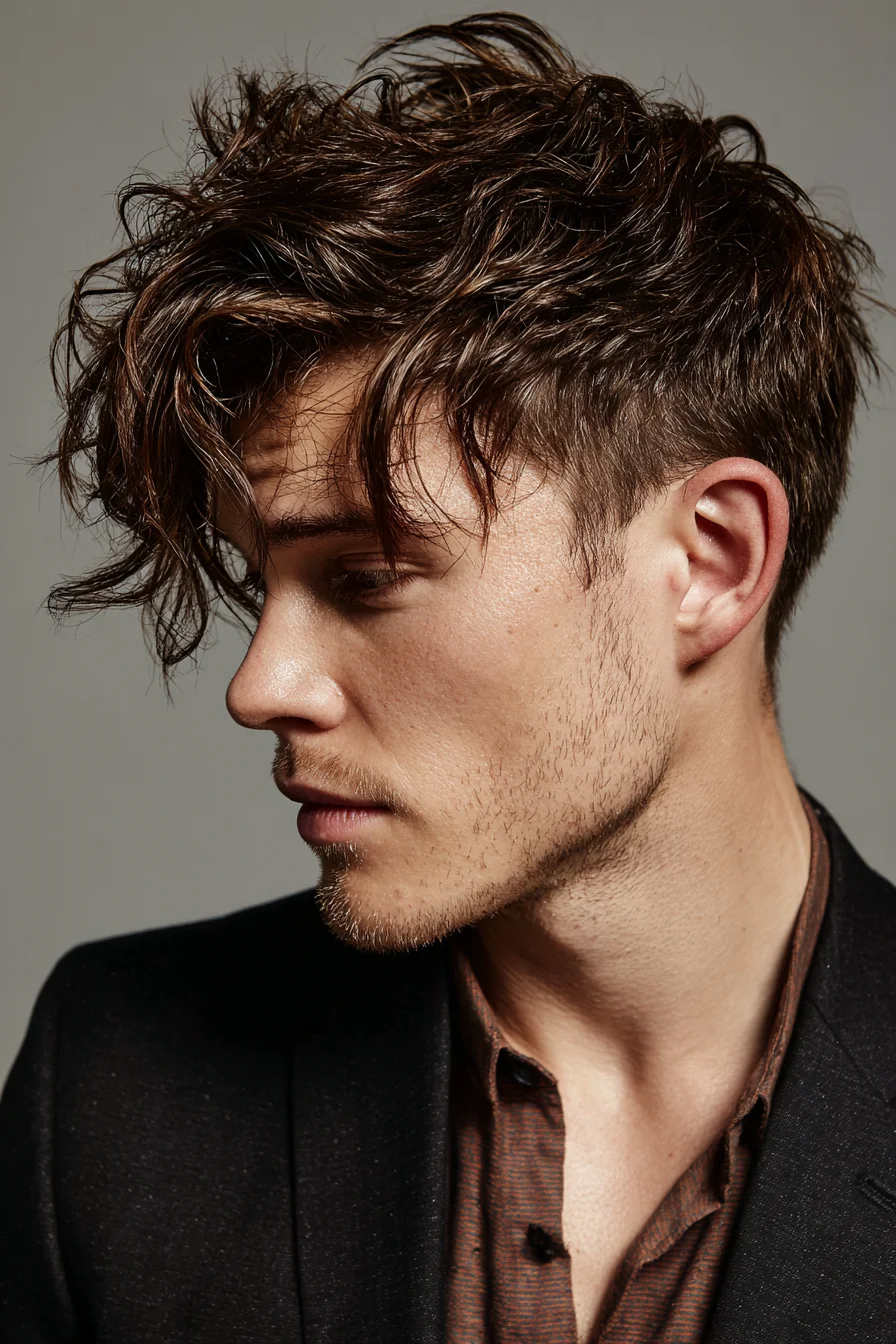 Textured Messy Fringe with Short Tapered Sides — Modern Mens Crop
