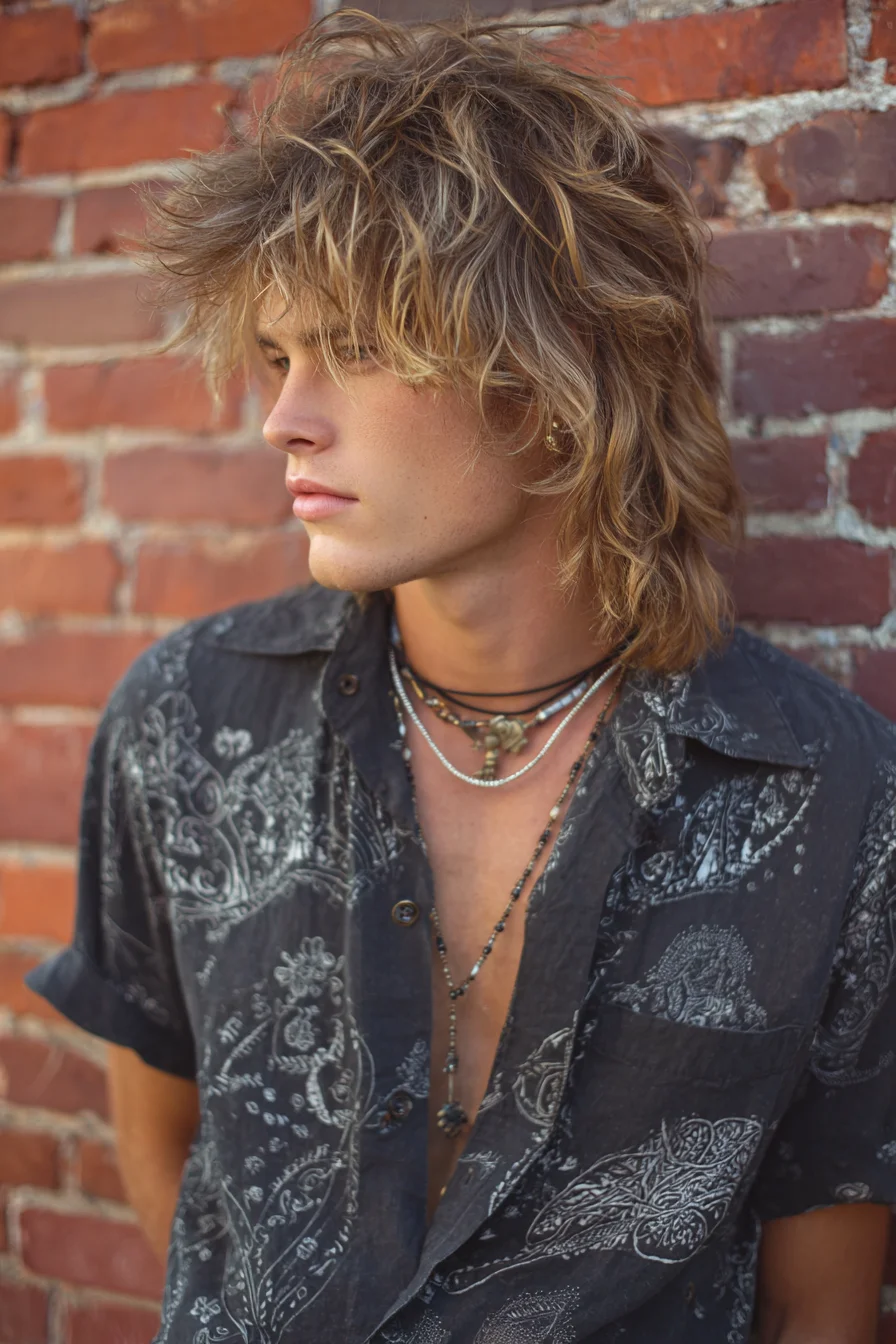 Textured Modern Shag Mullet — Tousled Layered Medium Men’s Hairstyle